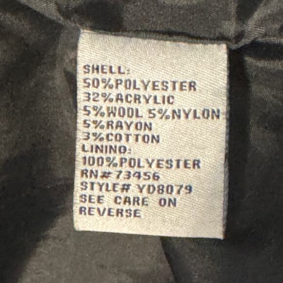 Daytrip Plaid Wool Blend Trench Coat Jacket Peacoat Belted Black Gray Cream L - Picture 12 of 12